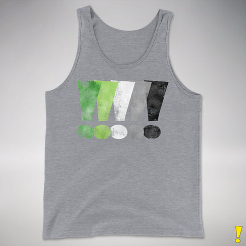 Distressed Aromantic Pride Exclamation Points Premium Tank Top - Grey Heather